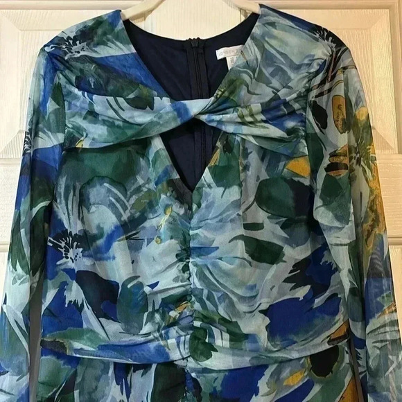 London Times Twist Keyhole Midi Dress - Picture 8 of 12